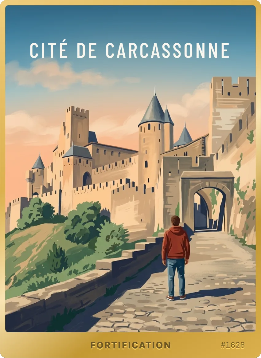 Cité de Carcassonne card: the medieval ramparts